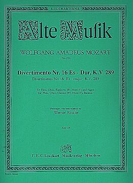 Wolfgang Amadeus Mozart Notenblätter Divertimento Es-Dur Nr.16 KV289