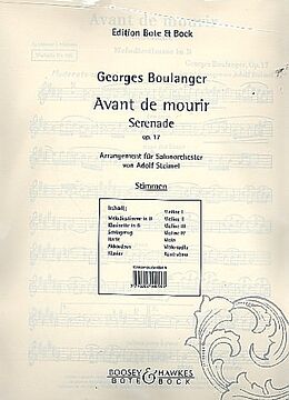 Georges (Gheorghe Pantazi) Boulanger Notenblätter Avant de mourir op.17Serenade
