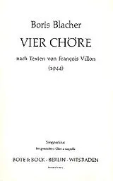 Boris Blacher Notenblätter 4 Chöre nach Texten von Francois Villon