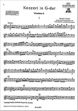 Antonio Vivaldi Notenblätter Concerto G-Dur RV310 für Violine