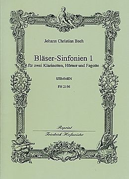 Johann Christian Bach Notenblätter Bläser-Sinfonien Band 1 für 2 Klarinetten