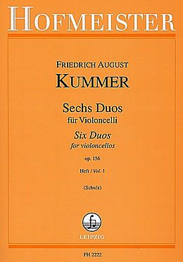 Friedrich August d. J. Kummer Notenblätter 6 Duos op.156 Band 1