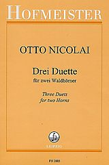 Otto Carl Ehrenfried Nicolai Notenblätter 3 Duette