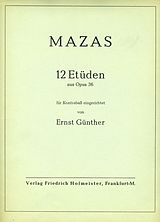 Jacques Féréol Mazas Notenblätter 12 Etüden aus op.36 für Kontrabass