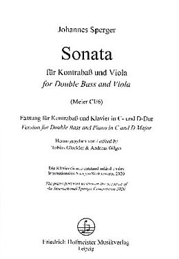 Johann Matthias Sperger Notenblätter Sonate A (Fassung in C-Dur und D-Dur)