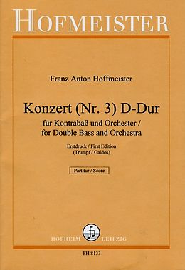 Franz Anton Hoffmeister Notenblätter Konzert D-Dur Nr.3 für Kontrabass und