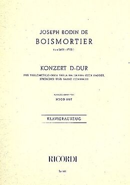 Joseph Bodin de Boismortier Notenblätter Konzert D-Dur für Fagott und