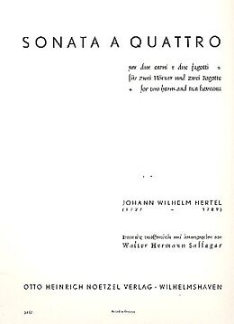 Johann Wilhelm Hertel Notenblätter Sonata à quattro per 2 corni e