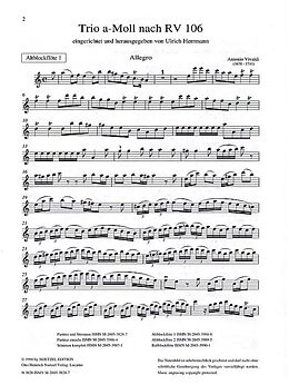 Antonio Vivaldi Notenblätter Trio a-Moll RV106