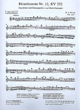 Wolfgang Amadeus Mozart Notenblätter Divertimento Nr.12 KV252 für 4 Blockflöten