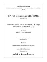 Franz Vinzenz Krommer Notenblätter Variations en fa sur un thème de I.J. Pleyel