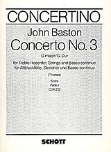 John Baston Notenblätter Konzert G-Dur Nr.3 für Altblockflöte