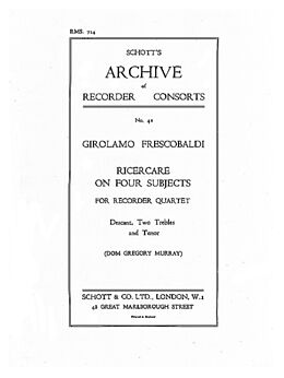 Girolamo Alessandro Frescobaldi Notenblätter Ricercare in four Subjects