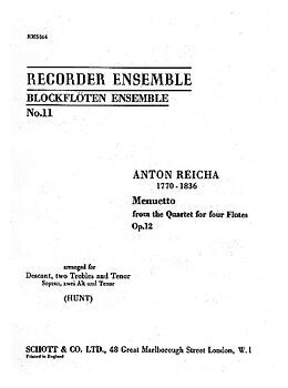 Anton (Antoine) Joseph Reicha Notenblätter Menuetto from the quartet