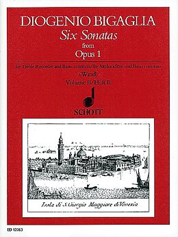Diogenio Bigaglia Notenblätter 6 Sonatas from op.1 vol.2 (op.1,10 op.1,11 und op.1,12)