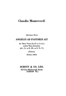 Claudio Monteverdi Notenblätter Angelus ad pastores ait