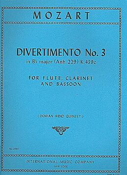 Wolfgang Amadeus Mozart Notenblätter Divertimento B major KV439c no.3