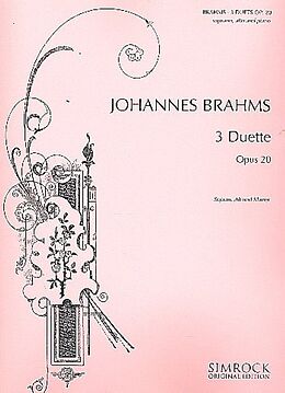 Johannes Brahms Notenblätter 3 Duette op.20