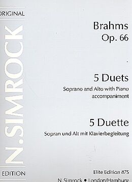 Johannes Brahms Notenblätter 5 Duette op.66