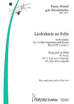 Fanny (Mendelssohn) Hensel Notenblätter Liederkreis an Felix