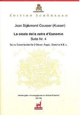Johann Sigismund (Cousser) Kusser Notenblätter La cicala della cetra dEunomio Suite Nr.4 WD45