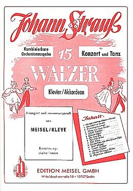 Johann (Sohn) Strauss Notenblätter 15 Walzer für Konzert und Tanz