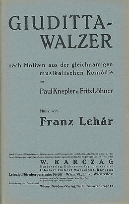 Franz Lehár Notenblätter Giuditta-Walzer