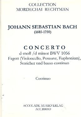 Johann Sebastian Bach Notenblätter Konzert d-Moll BWV1056 für Fagott (Posaune