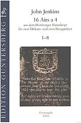 John Jenkins Notenblätter 16 Airs a 4 Band 1 (1-8)