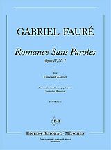 Gabriel Urbain Fauré Notenblätter Romance sans paroles op.17,1