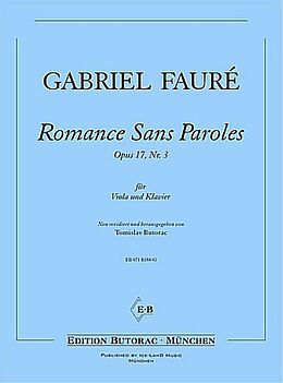 Gabriel Urbain Fauré Notenblätter Romance sans paroles op.17,3