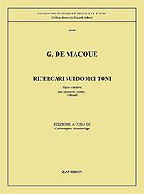 Jean de (Giovanni) Macque Notenblätter Ricercari sui dodici toni vol.1
