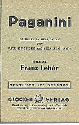 Franz Lehár Notenblätter Paganini Libretto (dt)