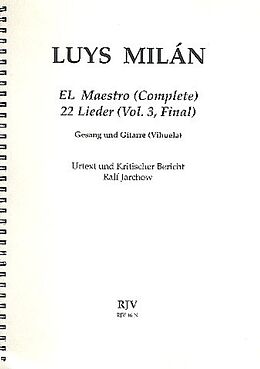 Luis Milan Notenblätter El maestro vol.3 22 Lieder für