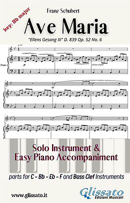 eBook (epub) Ave Maria (Schubert) - Solo & Easy Piano (key Bb) de Franz Schubert