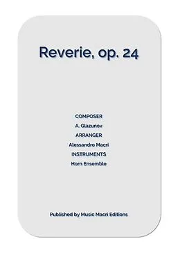 E-Book (epub) Reverie, op. 24 by A. Glazunov von Alessandro Macrì