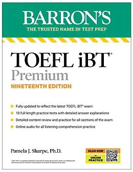 E-Book (epub) TOEFL, iBT Premium, Nineteenth Edition: Prep Book with 10 Practice Tests + Comprehensive Review + Online Audio (2026) von Pamela J. Sharpe