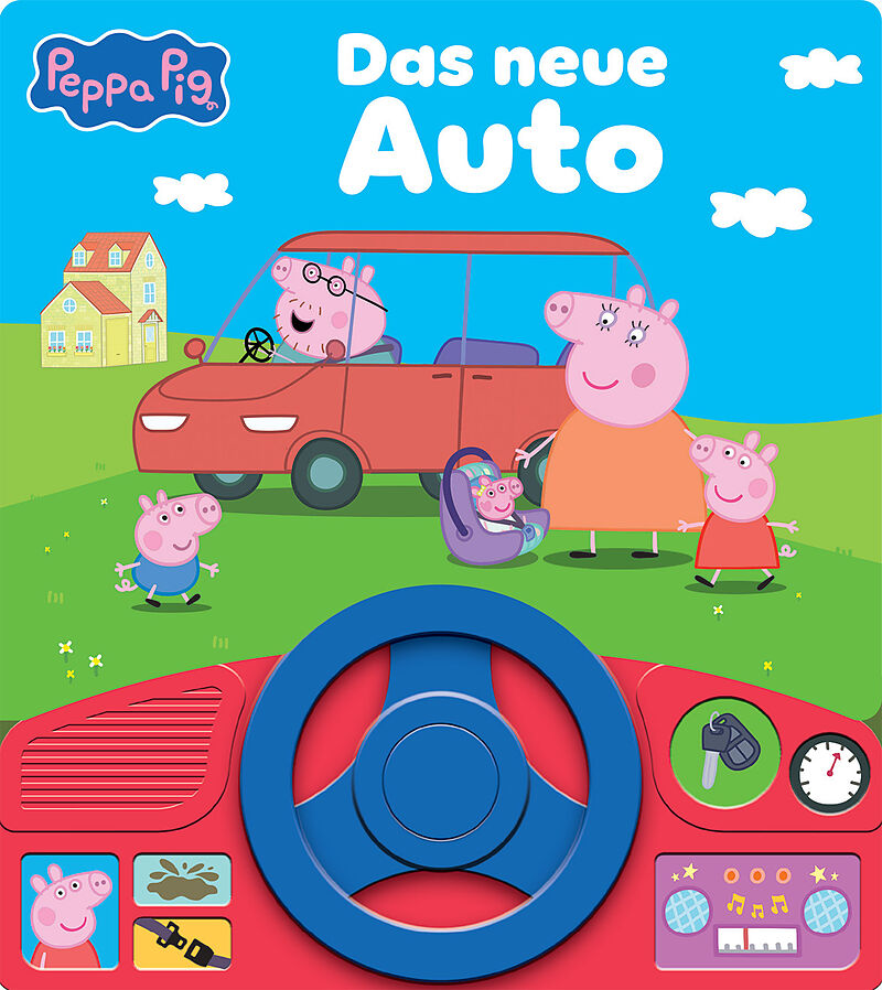Peppa Pig - Das neue Auto - Soundbuch - Pappbilderbuch mit beweglichem Lenkrad und 8 spannenden Geräuschen für Kinder ab 3 Jahren - Peppa Wutz