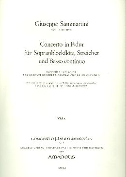 Giuseppe Sammartini Notenblätter Concerto F-Dur für Sopranblockflöte