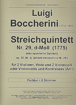 Luigi Boccherini Notenblätter Quintett d-Moll Nr.29 op.20,5 G293