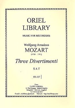 Wolfgang Amadeus Mozart Notenblätter 3 Divertimenti for SAT recorders