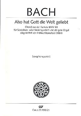 Johann Sebastian Bach Notenblätter Also hat Gott geliebt BWV68
