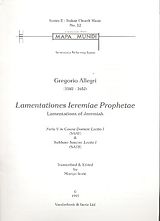 Gregorio Allegri Notenblätter Lamentations of Jeremiah Feria 5 in Coena Domini
