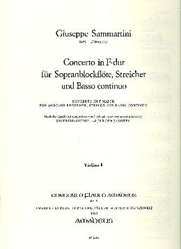 Giuseppe Sammartini Notenblätter Concerto F-Dur für Sopranblockflöte