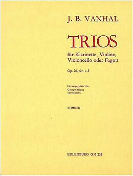 Johann Baptist (Krtitel) Vanhal Notenblätter Trios op.20 Nr.1-3