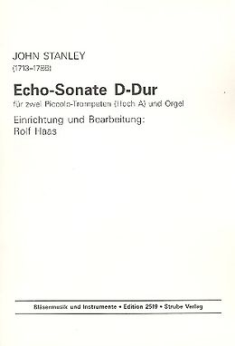 John Stanley Notenblätter Echo-Sonate D-Dur für 2 Piccolo-Trompeten