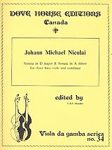 Johann Michael Nicolai Notenblätter Sonata in D Major and Sonata in a Minor