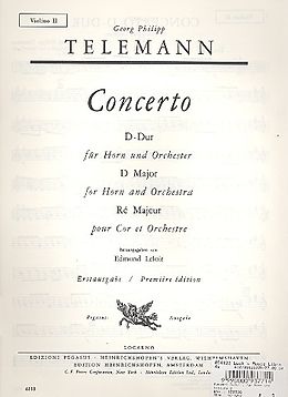Georg Philipp Telemann Notenblätter Konzert D-Dur für Horn und Orchester