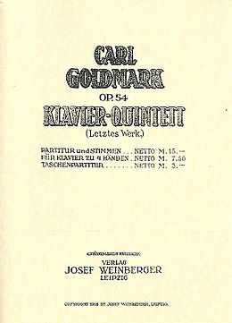 Carl Goldmark Notenblätter Quintett E-Dur Nr.2 op.54