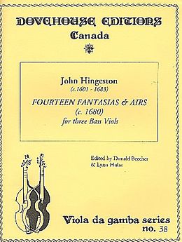John Hingeston Notenblätter 14 Fantasias and Airs for 3 bass viols
